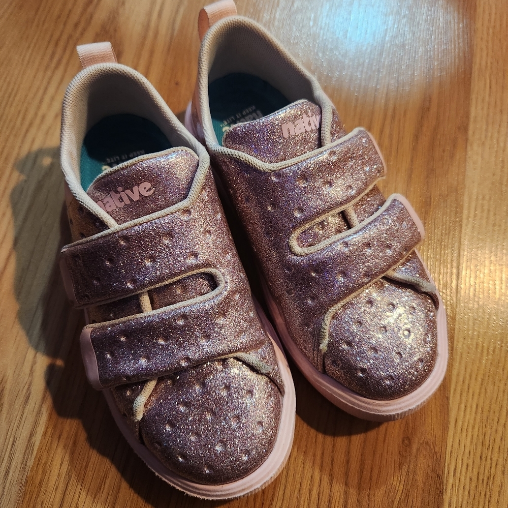 Native pink glitter Monaco shoes sz 12